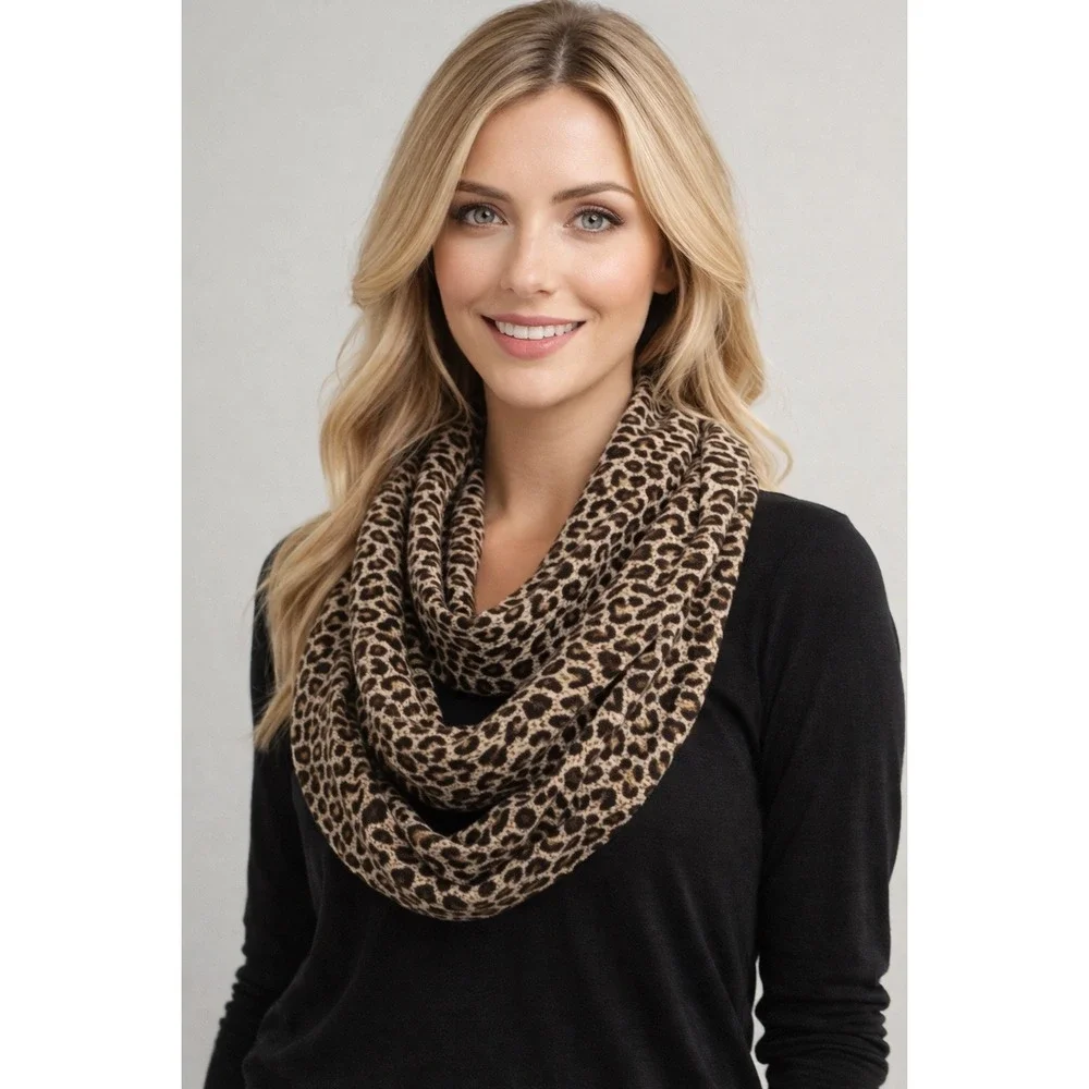 Leopard Print Infinity Scarf Lightweight‎ Polyester Neutral Animal Print